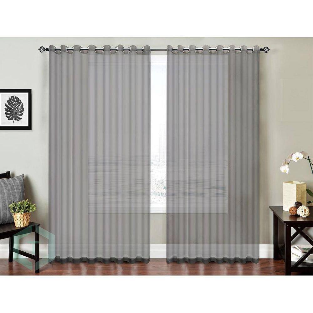 Cortina Para Sala Quarto Voal Liso Cinza 3,00X2,80