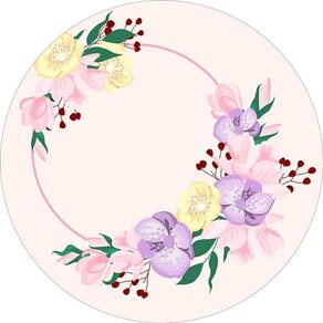 Painel Redondo Tecido Sublimado 3D Floral Frd-5650