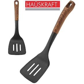 Espatula Vazada De Nylon Cabo Tipo Madeira Hauskraft 33Cm