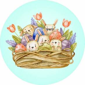 Painel Redondo 3D Sublimado Coelhos Frd-2382