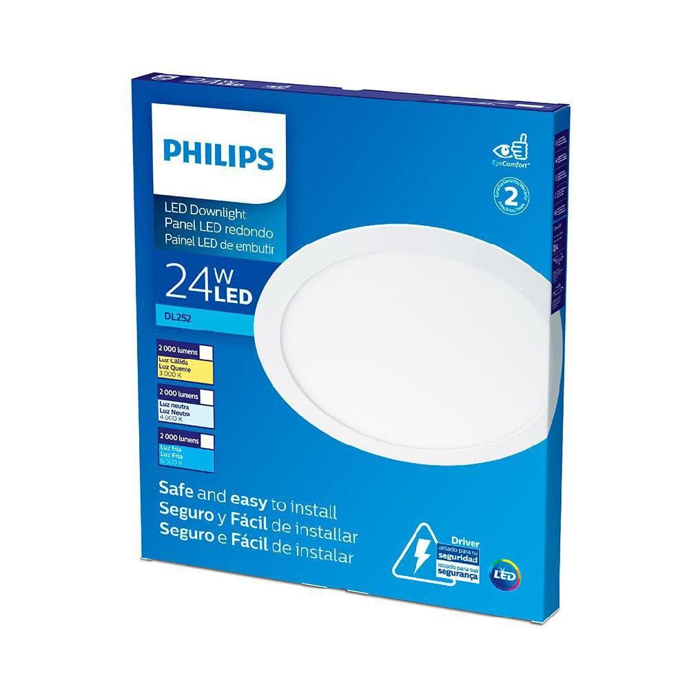 Plafon embutir Philips redondo 24W amarela 3000K BV Ø30