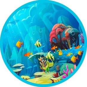Painel Redondo 3D Sublimado Fundo Do Mar Frd-3961