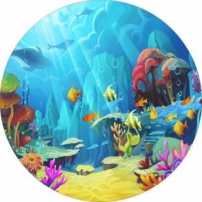 Painel Redondo 3D Sublimado Fundo Do Mar Frd-350
