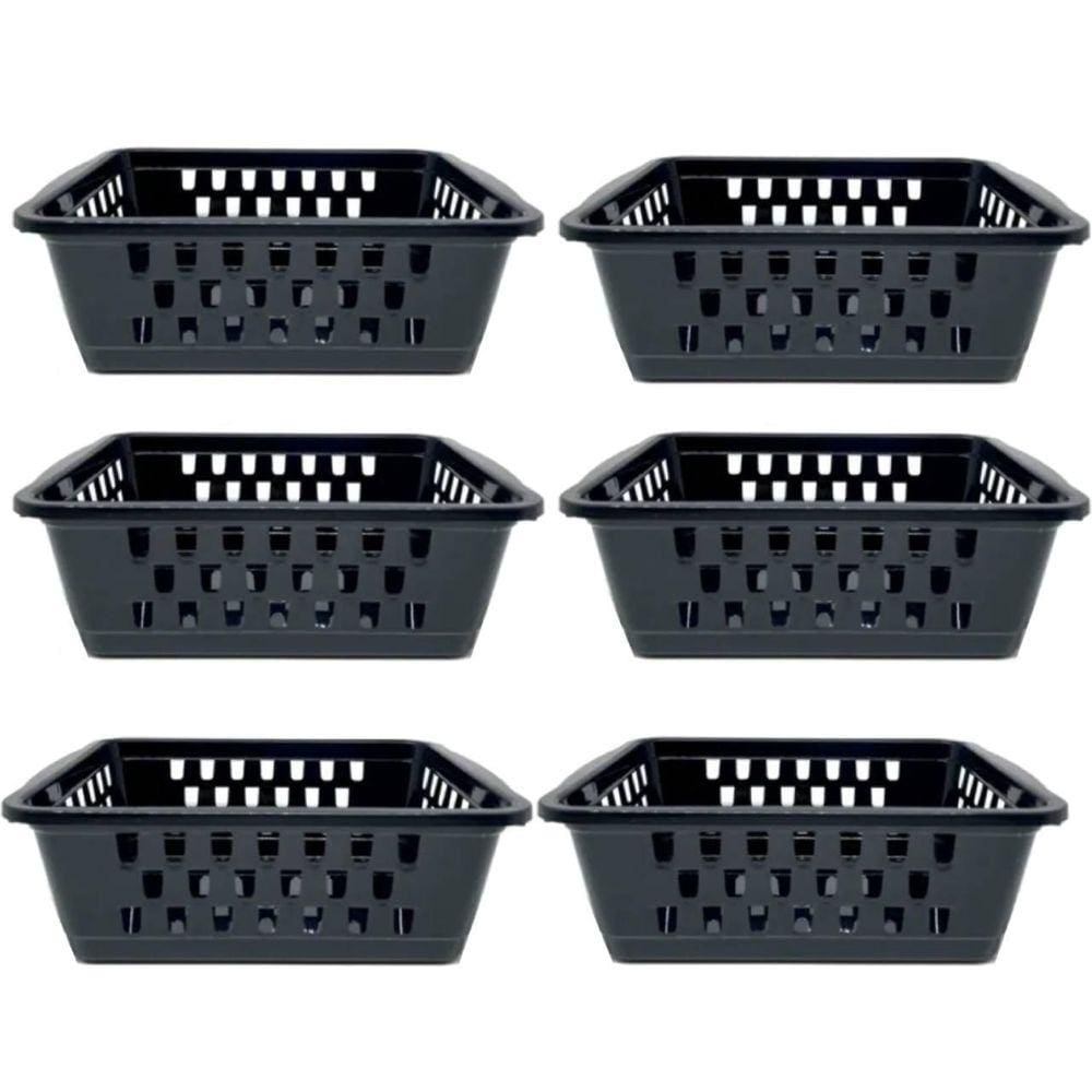 Kit 6 Cestos Organizador Médio 1400 Ml Preto 20X15X6Cm 1948