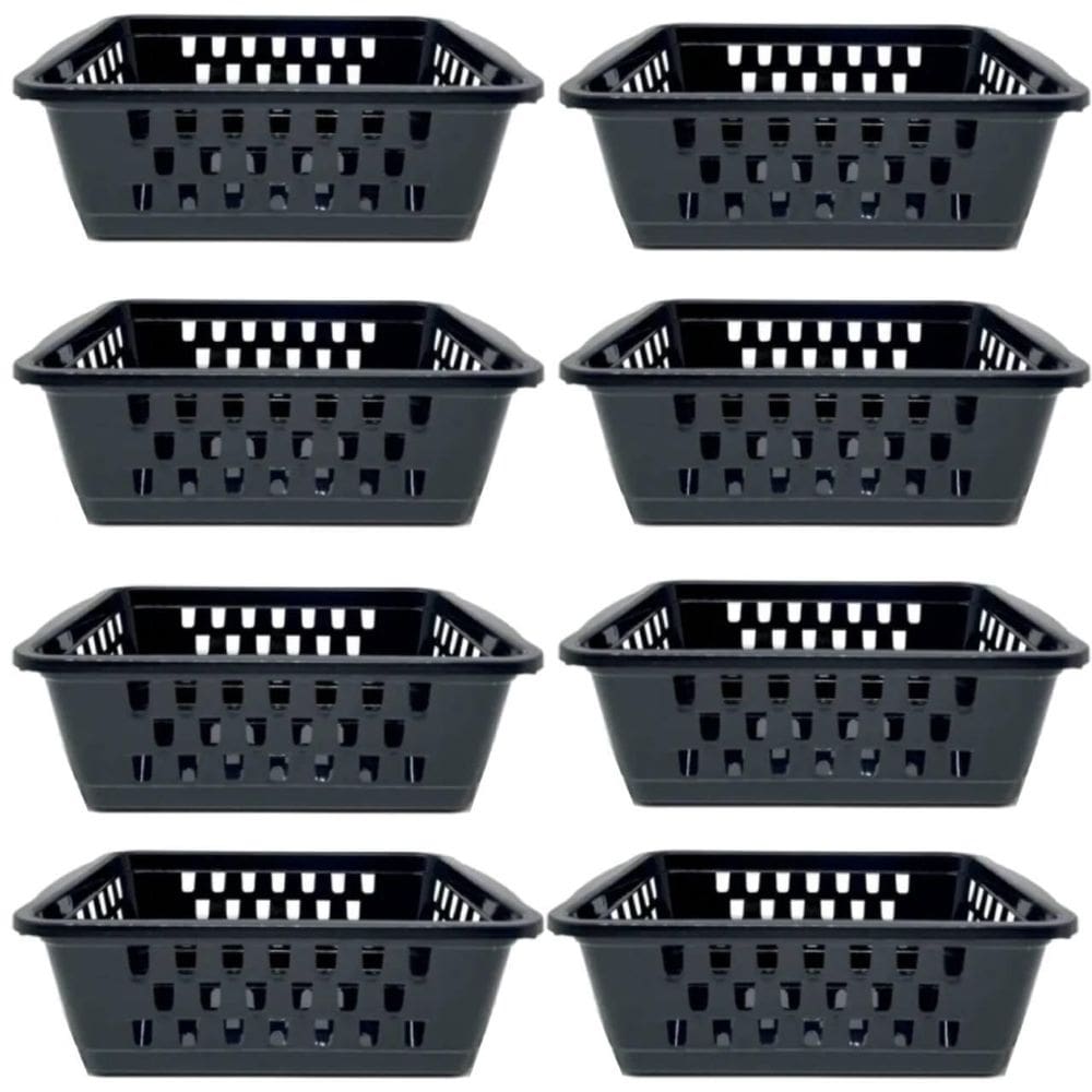 Kit 8 Cestos Organizador Médio 1400 Ml Preto 20X15X6Cm 1948