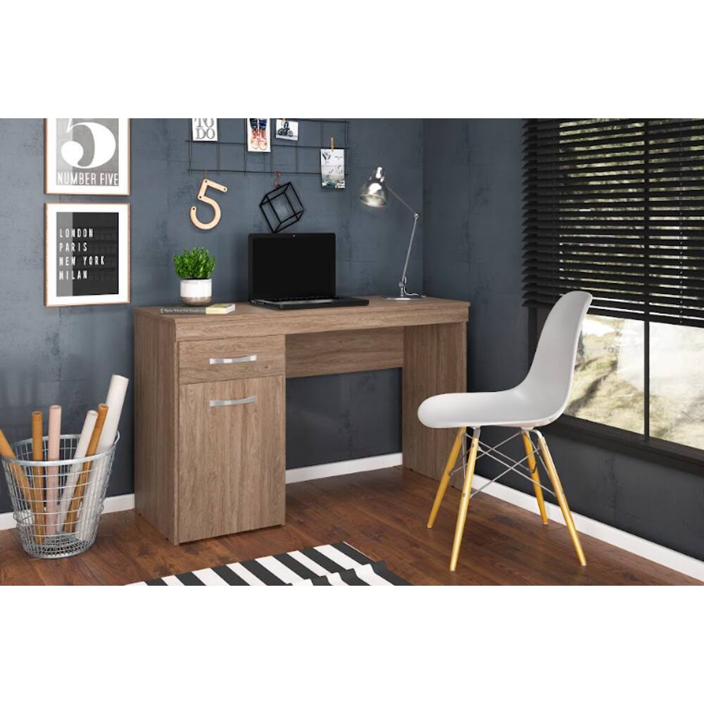 Escrivaninha Vitória exclusiva 1 Porta em madeira MDP de 1.20mx0.76mx0.45m Nogal Touch Demóbile - LBMSHOP