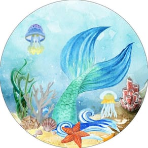 Painel Redondo 3D Sublimado Sereia Frd-3354