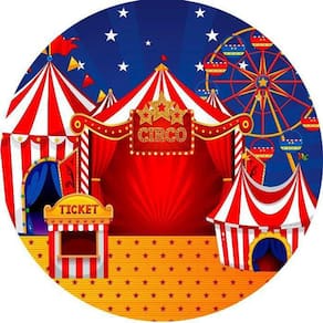 Painel Redondo 3D Sublimado Circo Vermelho Frd-2985