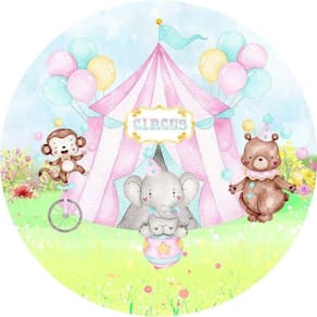 Painel Redondo 3D Sublimado Circo Rosa Frd-973