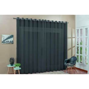 Cortina Para Sala Em Tecido Voal Liso Preto 5,00X2,80