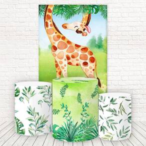 Painel Retangular E Capas Sublimado Girafa Safari Fkpc-989