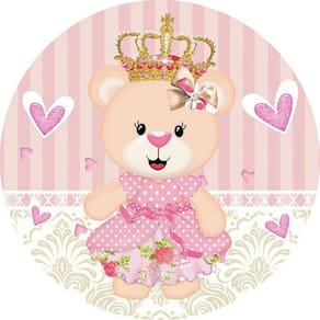 Painel Redondo 3D Sublimado Ursa Princesa Frd-1316