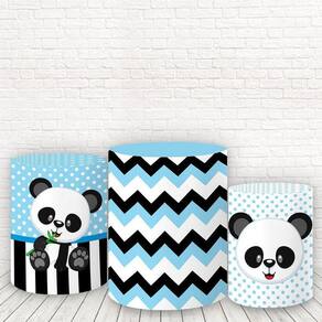 Trio De Capas Cilindros 3D Sublimado Panda Azul Fcc-344