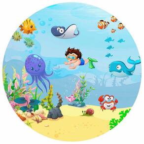 Painel Redondo 3D Sublimado Fundo Do Mar Frd-2435