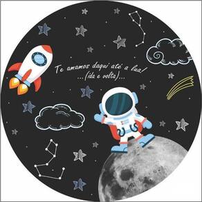 Painel Redondo 3D Sublimado Astronauta E Galáxia Frd-3135