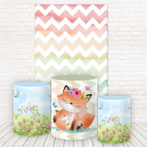 Painel Retangular E Capas 3D Sublimado Raposinha Fkpc-988