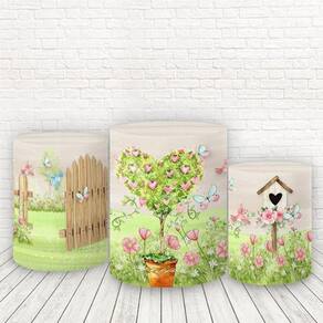 Trio De Capas Cilindros 3D Sublimado Jardim Fcc-007
