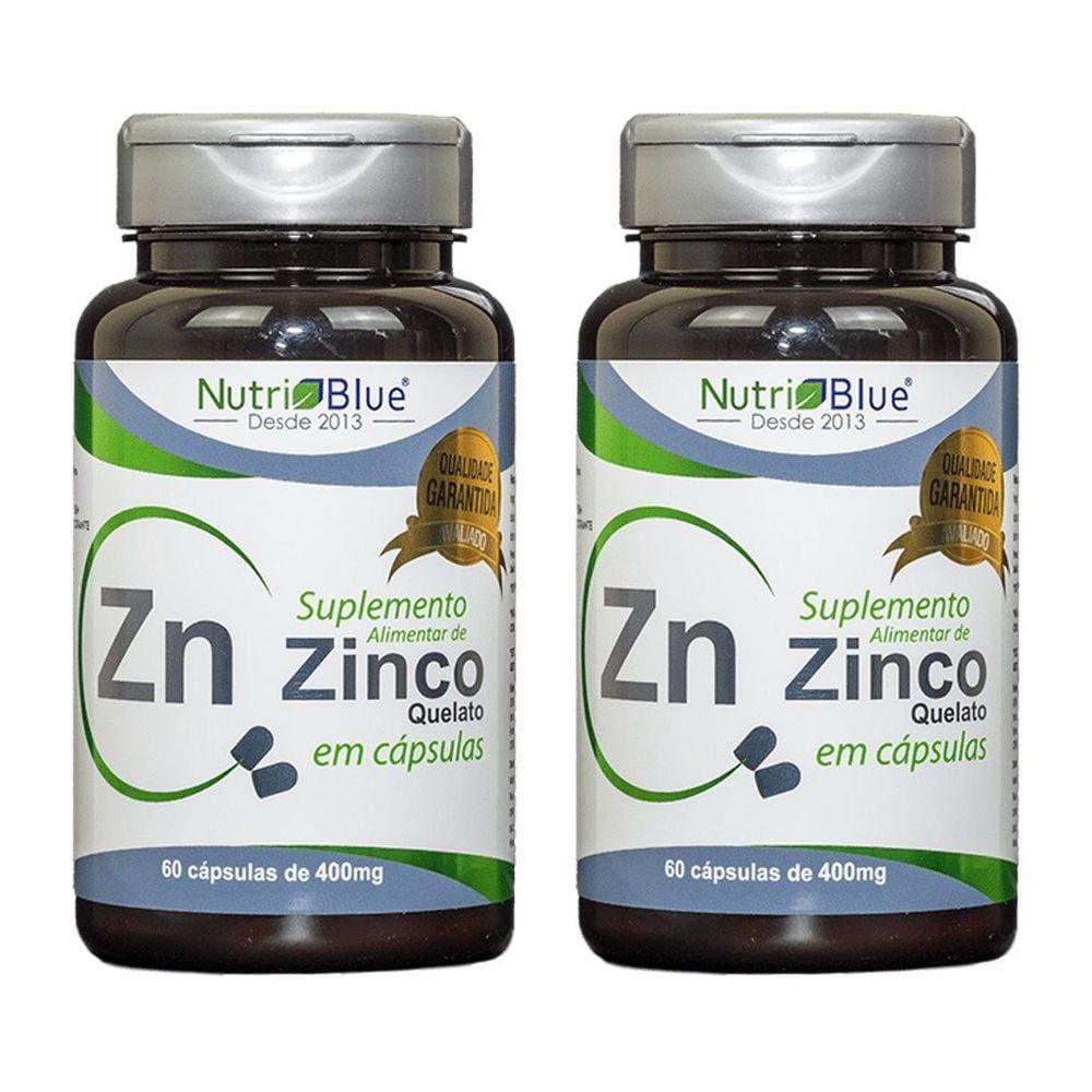 Kit C 2 Suplemento Zinco Quelato 400Mg 60 Cápsulas Nutriblue