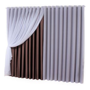 Cortina Voal Com Forro Em Tecido Blackout Marron 3,00X2,80