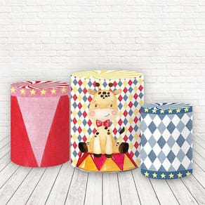 Trio De Capas Cilindros 3D Sublimado Circo Vintage Fcc-036