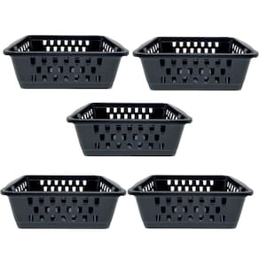 Kit 5 Cestos Organizador Médio 1400 Ml Preto 20X15X6Cm 1948