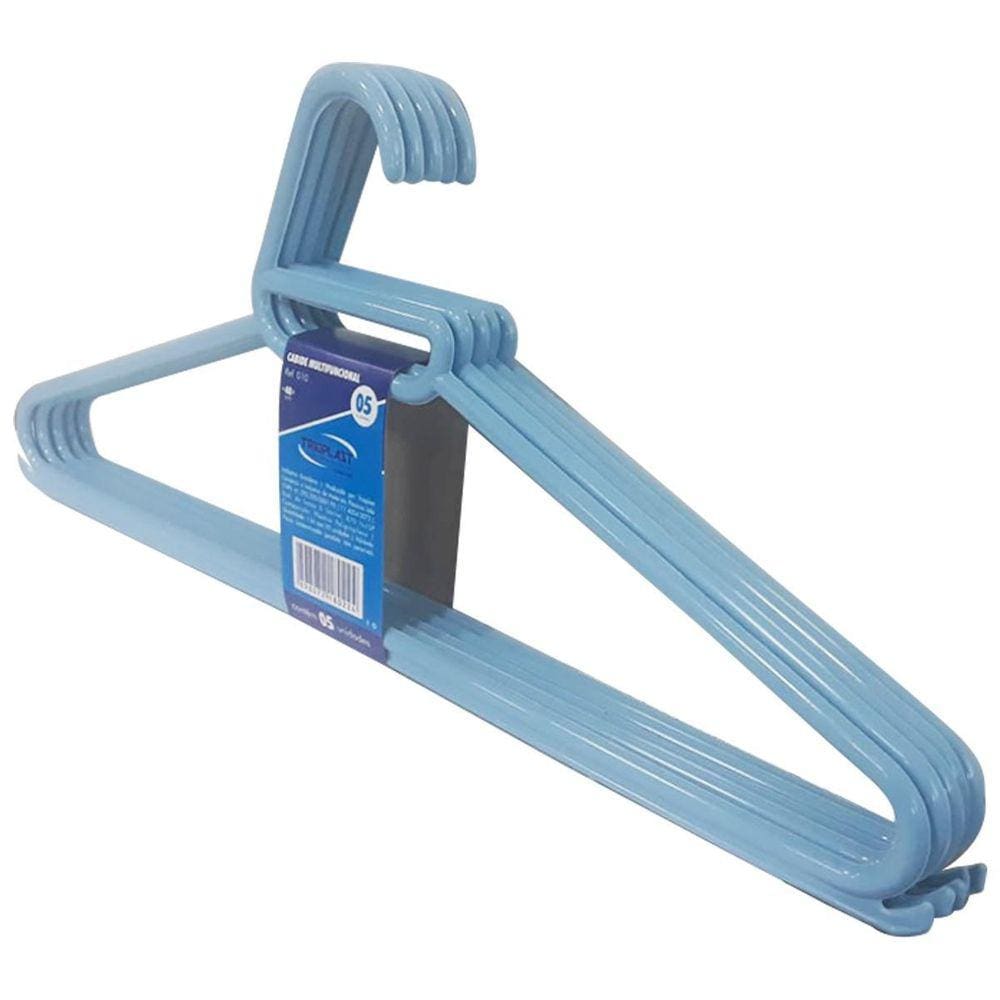Cabide Adulto 5 Pçs Azul Reforçado 41X18Cm Trioplast