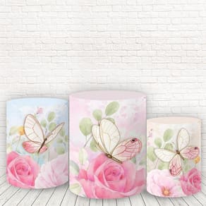 Trio De Capas Cilindros 3D Sublimado Borboletas Fcc-327