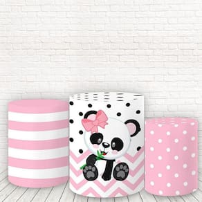 Trio De Capas Cilindros 3D Sublimado Panda Rosa Fcc-343