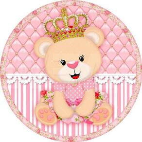 Painel Redondo 3D Sublimado Ursa Princesa Frd-1323