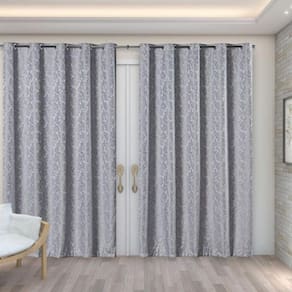 Cortina Sala Tecido Jacquard Cinza Semi Blackout 3,00X2,80