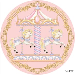 Painel Redondo 3D Sublimado Circo Rosa Frd-5267