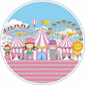 Painel Redondo 3D Sublimado Circo Rosa Frd-3988