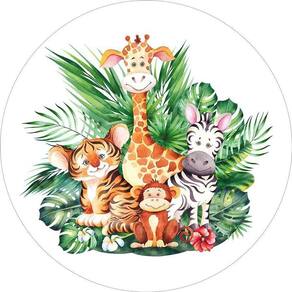 Painel Redondo Tecido Sublimado 3D Safari Baby Frd-5696
