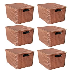 Kit 6 Caixas Organizadoras Rattan Marrom 40 Litros Com Tampa 25602 Arqplast