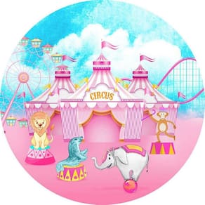 Painel Redondo 3D Sublimado Circo Rosa Frd-4437