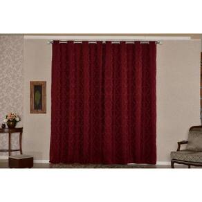 Cortina Sala Jacquard Tecido Semi Blackout Bordo 3,00X2,80