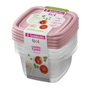 Kit 4 Potes Herméticos Comida Bebê Com Tampa Livre Bpa 360Ml