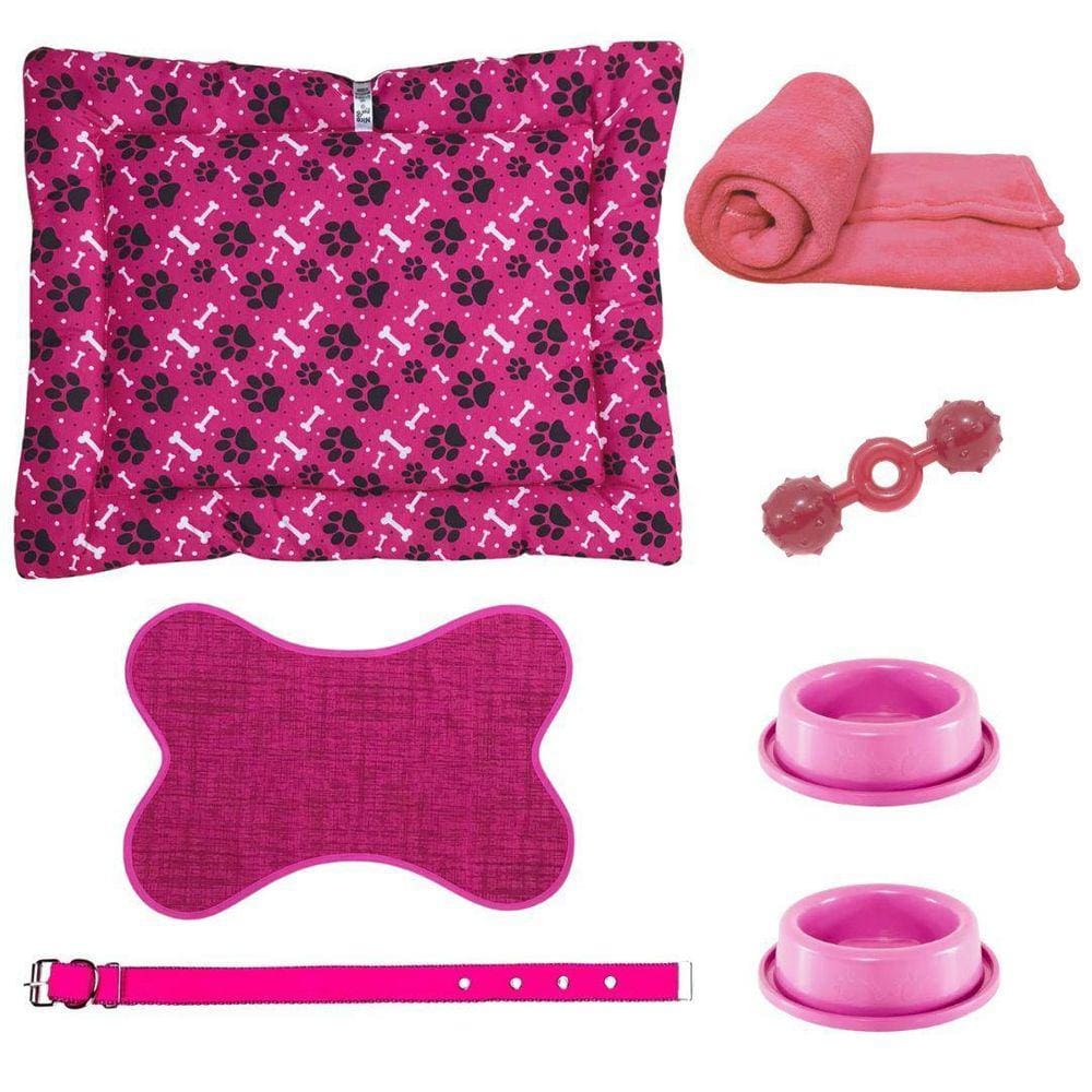 Kit Pet Rosa - Colchonete, Tapete e Acessórios