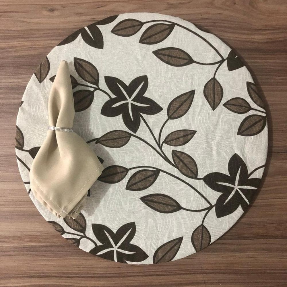 Jogo De Sousplat De Tecido 4 Lugares Completos Caqui