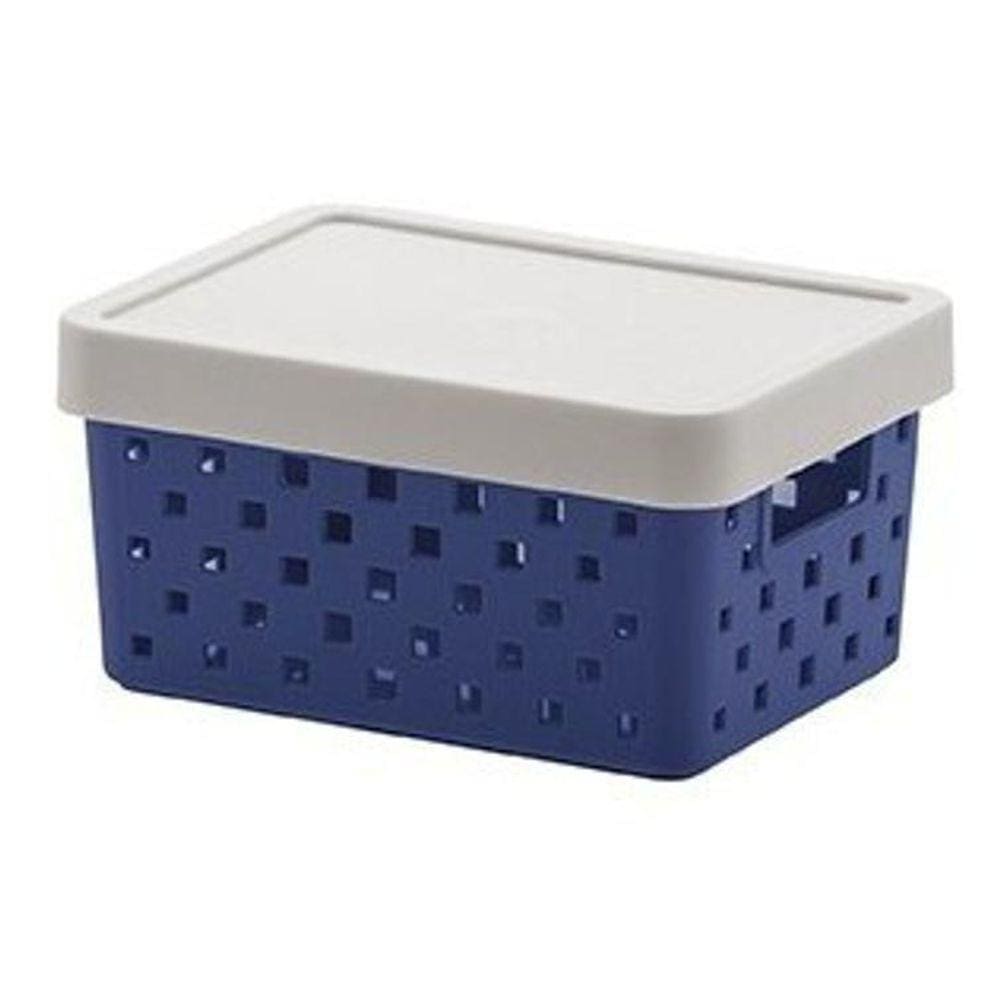 Cesto Organizadora Com Tampa Marinho 19X14X10 Ref 896