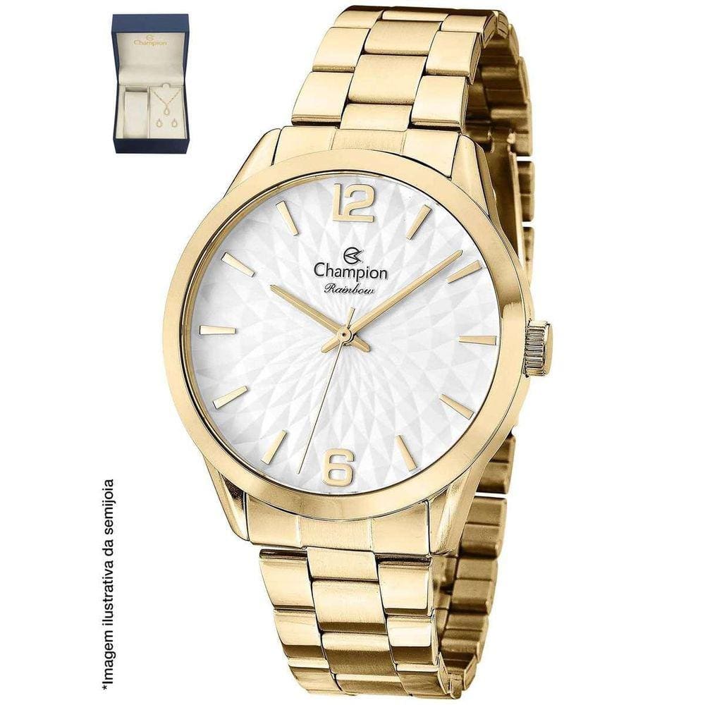 Relógio Champion Feminino Cn24708W Dourado + Semijoia