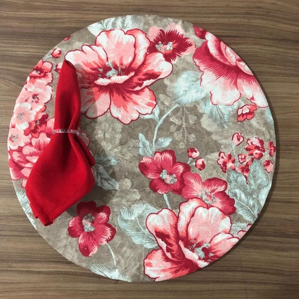 Jogo De Sousplat De Tecido 2 Lugares Completos Vermelho