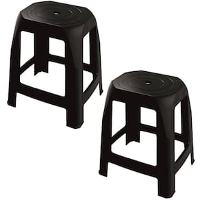 Kit 2 Banquetas Plástica Preta Adulto 31X25X47Cm 0327 Uninjet