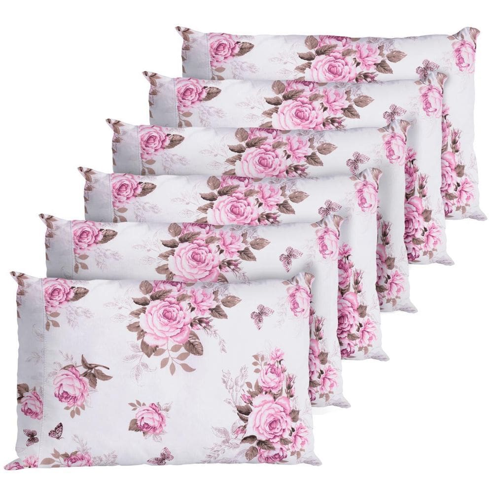 6 Fronha Avulsa Percal 200 Fios Algodão Ponto Palito Rosas