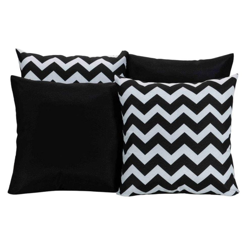 Kit 4 Capas De Almofada Para Sofá Estampa Preto Com Listrado
