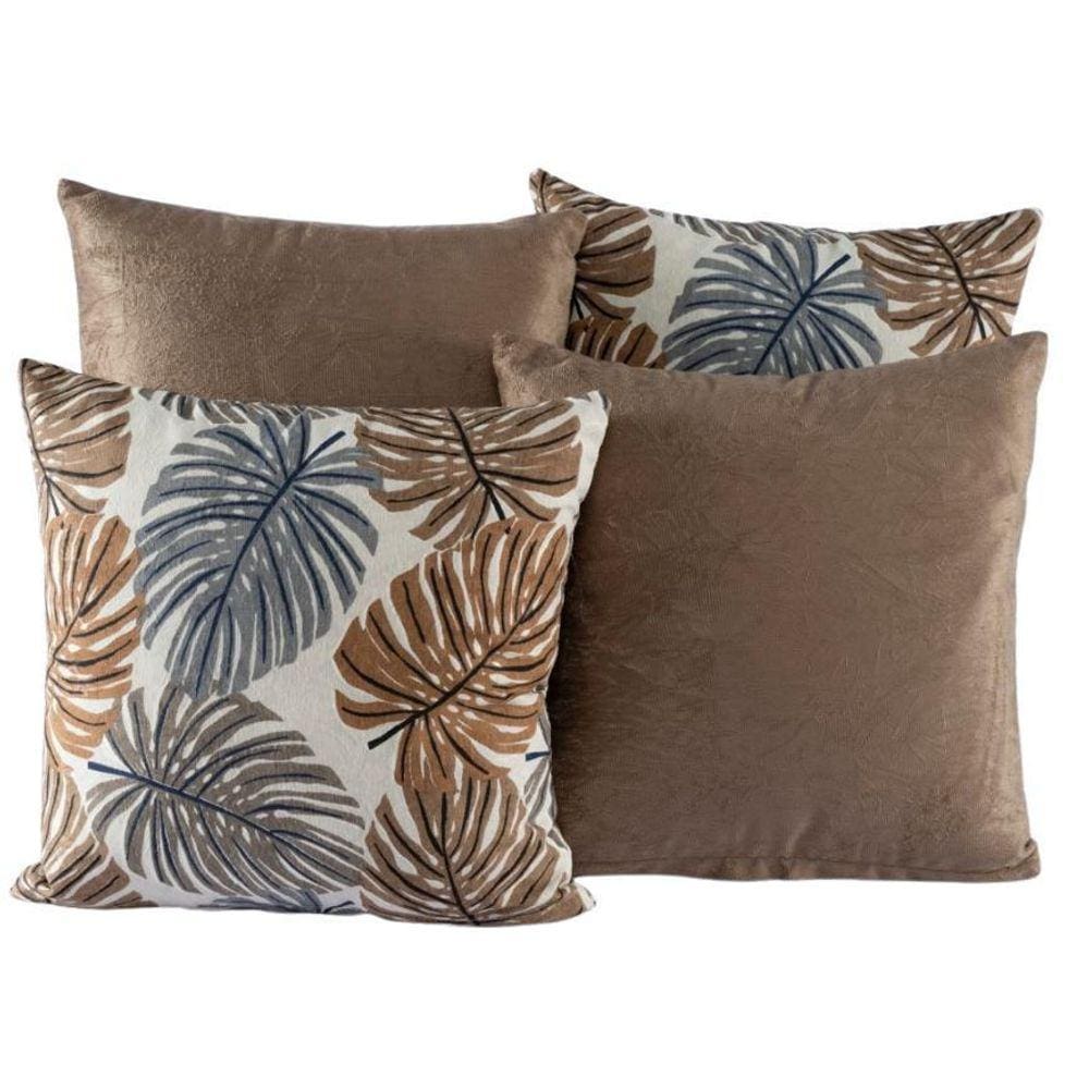 Kit 4 Almofadas Jacquard Decorativas 40X40 Tabaco - 002