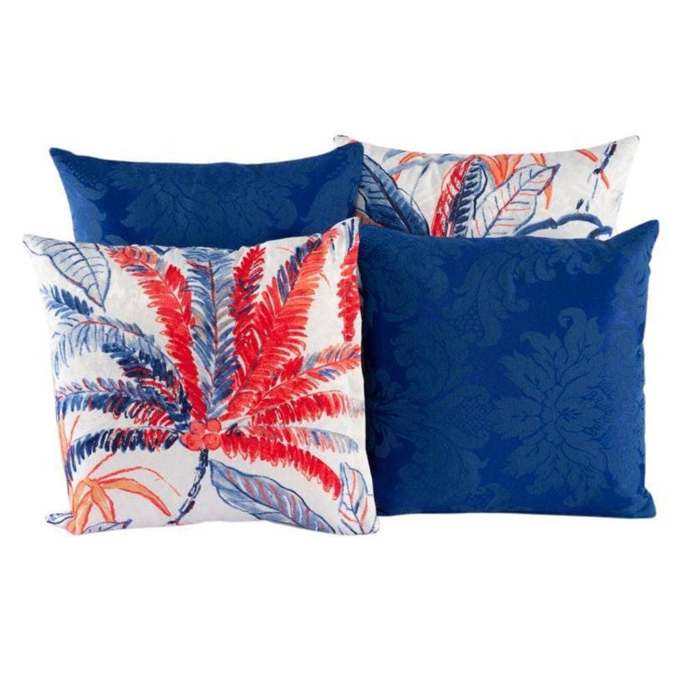 Kit 4 Almofadas Jacquard Decorativas 40X40 Azul - 003