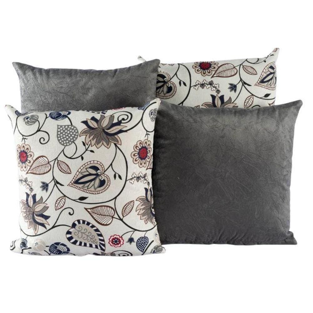 Kit 4 Almofadas Jacquard Decorativas 40X40 Cinza - 002