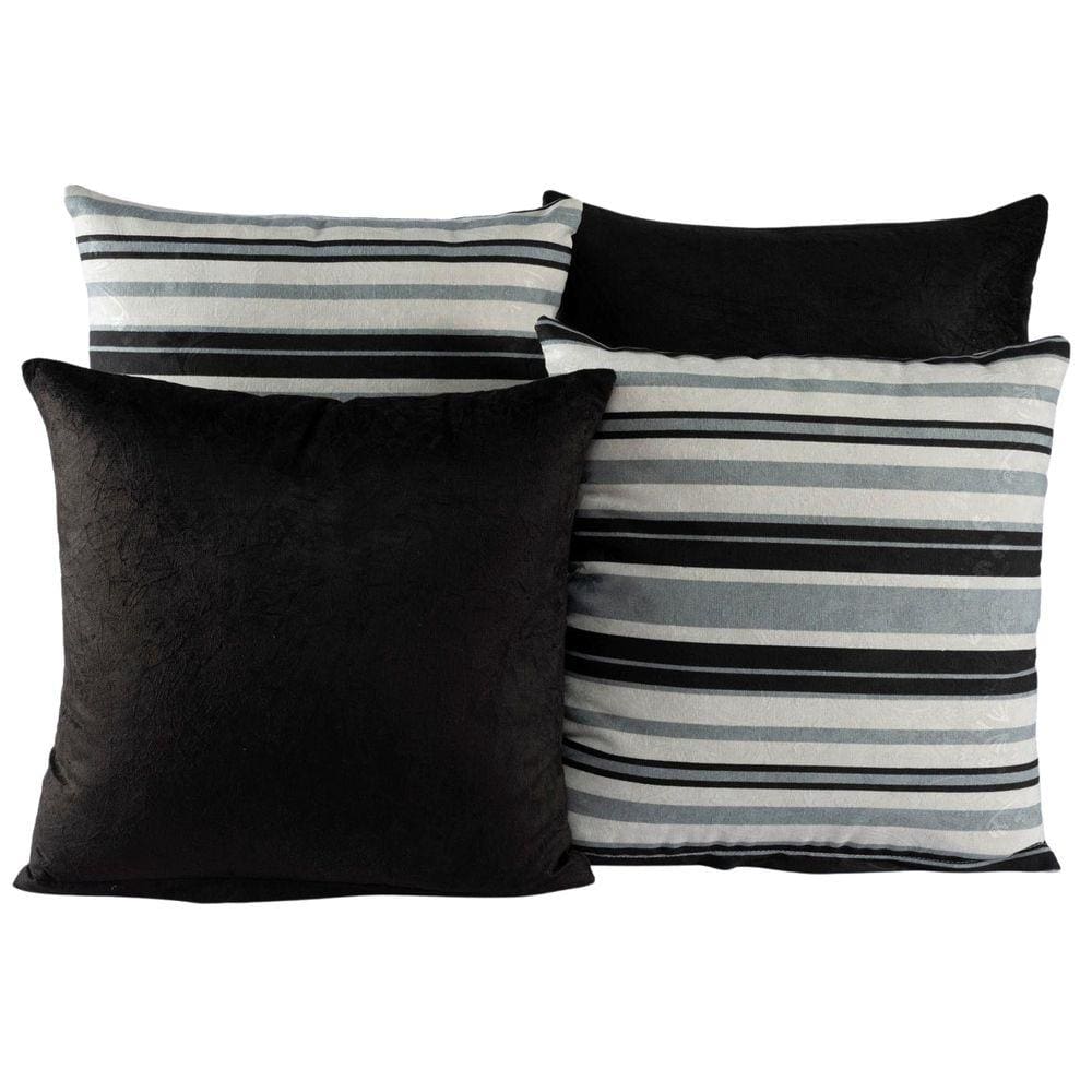Kit 4 Almofadas Decorativas Para Sofá Estampa Preto Listrado