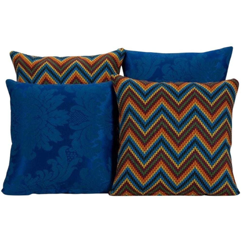 Kit 4 Capas De Almofada Para Sofá Estampa Azul Listrado